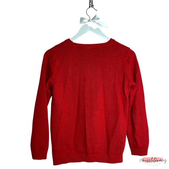 Monoprix Red Braided Cable Knit Longsleeve Sweater [Women’s XS] [Girls’ 12] EUC - Picture 5 of 9